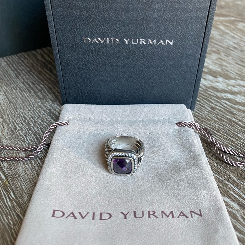 David Yurman ring “Albion Amethyst with Pave diamonds”